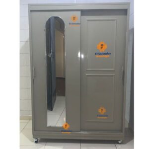 Closet Metálico para Dormitorio 2 Cuerpos con Rodos y Espejo con Puertas Corredizas