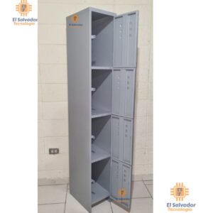 Locker Metalico de 4 Puertas - Modelo CNT BASICO - Color Gris - 1.80 Mt Alto x 0.38 Profundidad x 0.28 Frente-Ancho