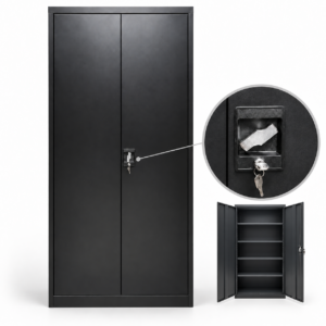 Armario de Oficina con Puertas Abatibles - 4 Niveles - Chapa Cuadrada CNT  30-161276 - 1.90 Alto x 0.89 Ancho x 0.36 Fondo