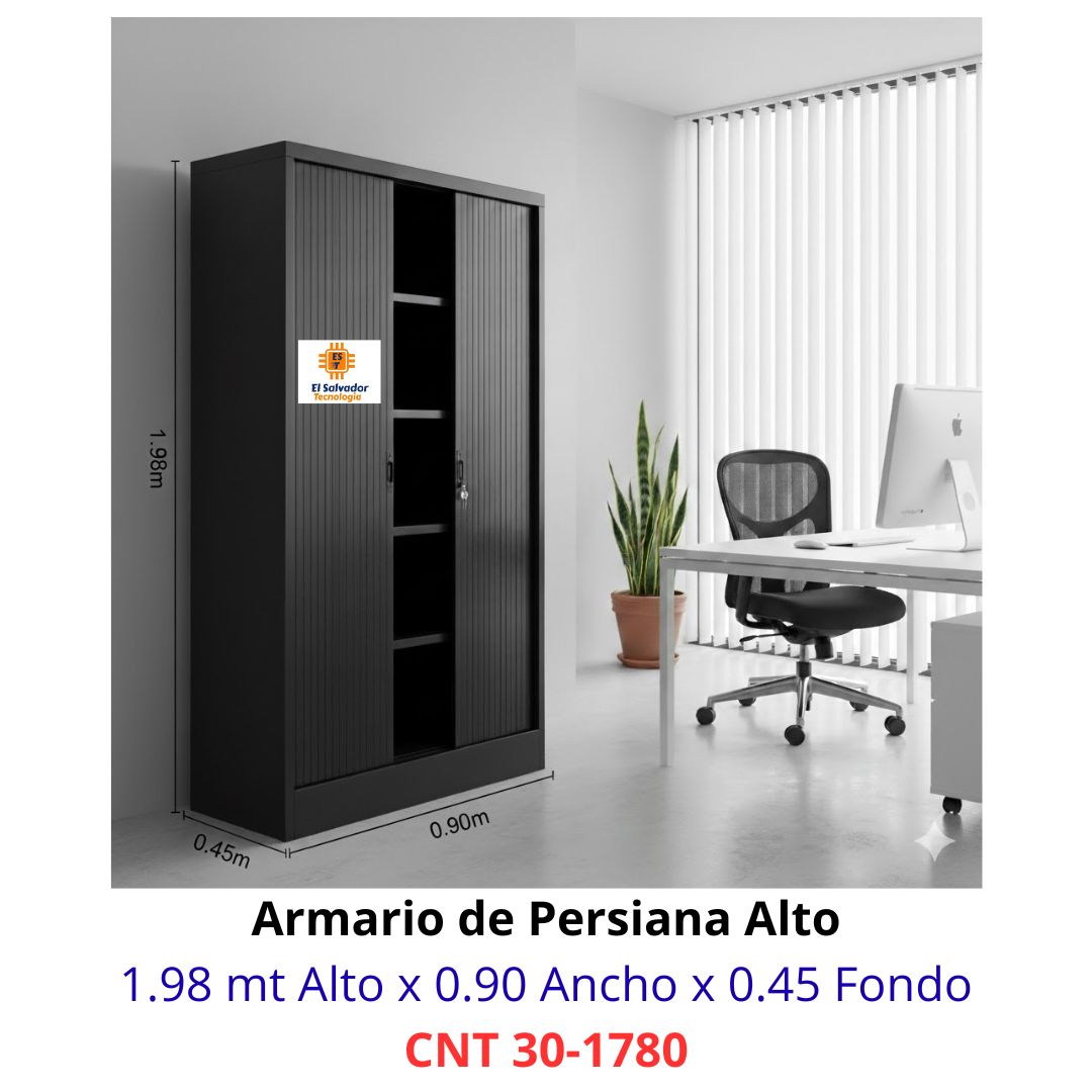 Armario de Oficina Metalico de Puertas de Persiana Corredizas Estilo Acordeon CNT 30-1780 en El Salvador Tecnologia