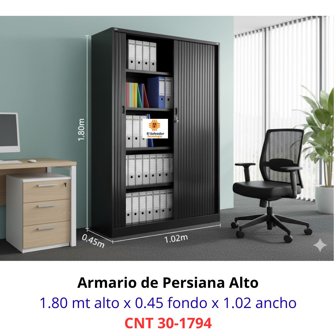 Armario de Oficina Metalico de Puertas de Persiana Corredizas Estilo Acordeon CNT 30-1794 en El Salvador Tecnologia