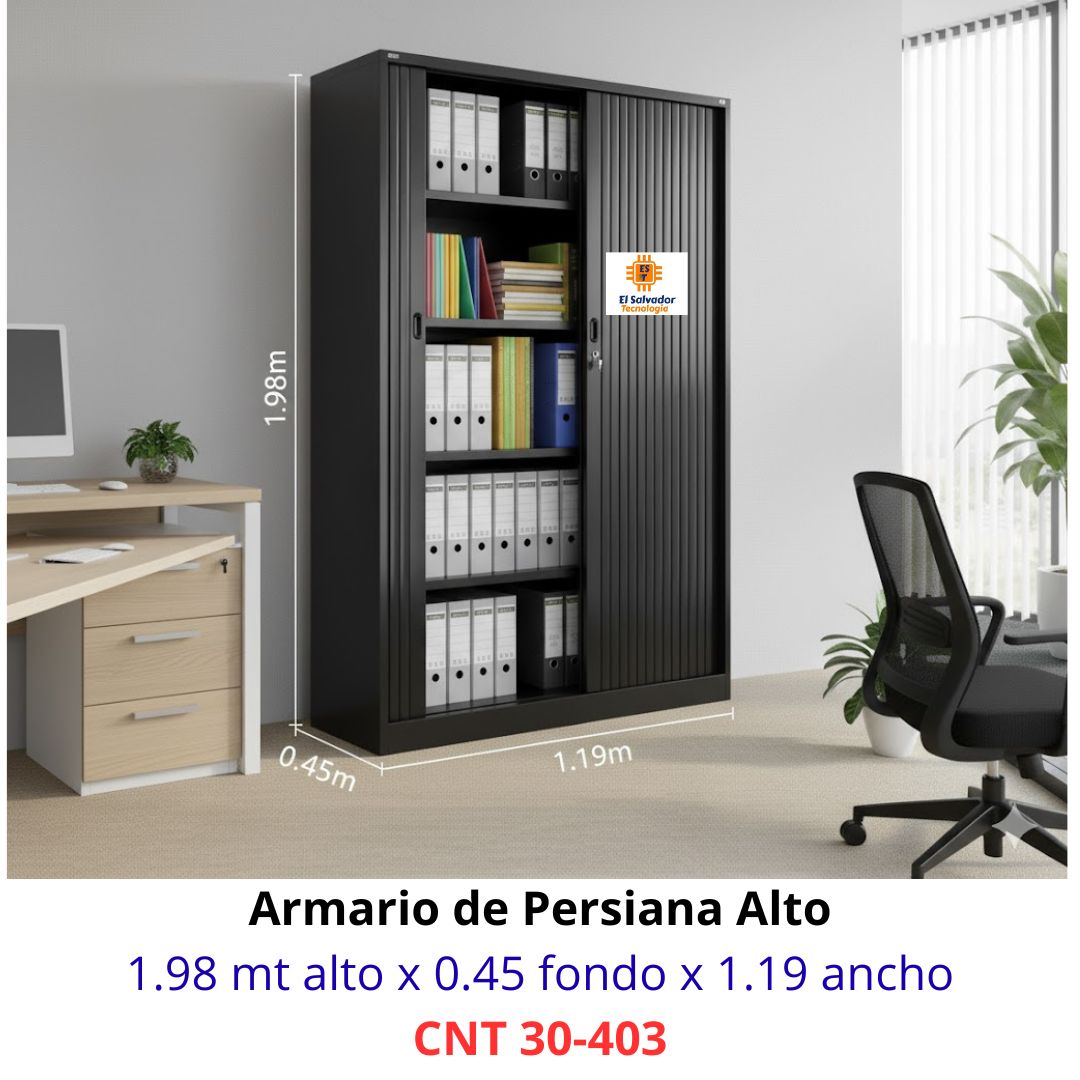 Armario de Oficina Metalico de Puertas de Persiana Corredizas Estilo Acordeon CNT 30-403 en El Salvador Tecnologia
