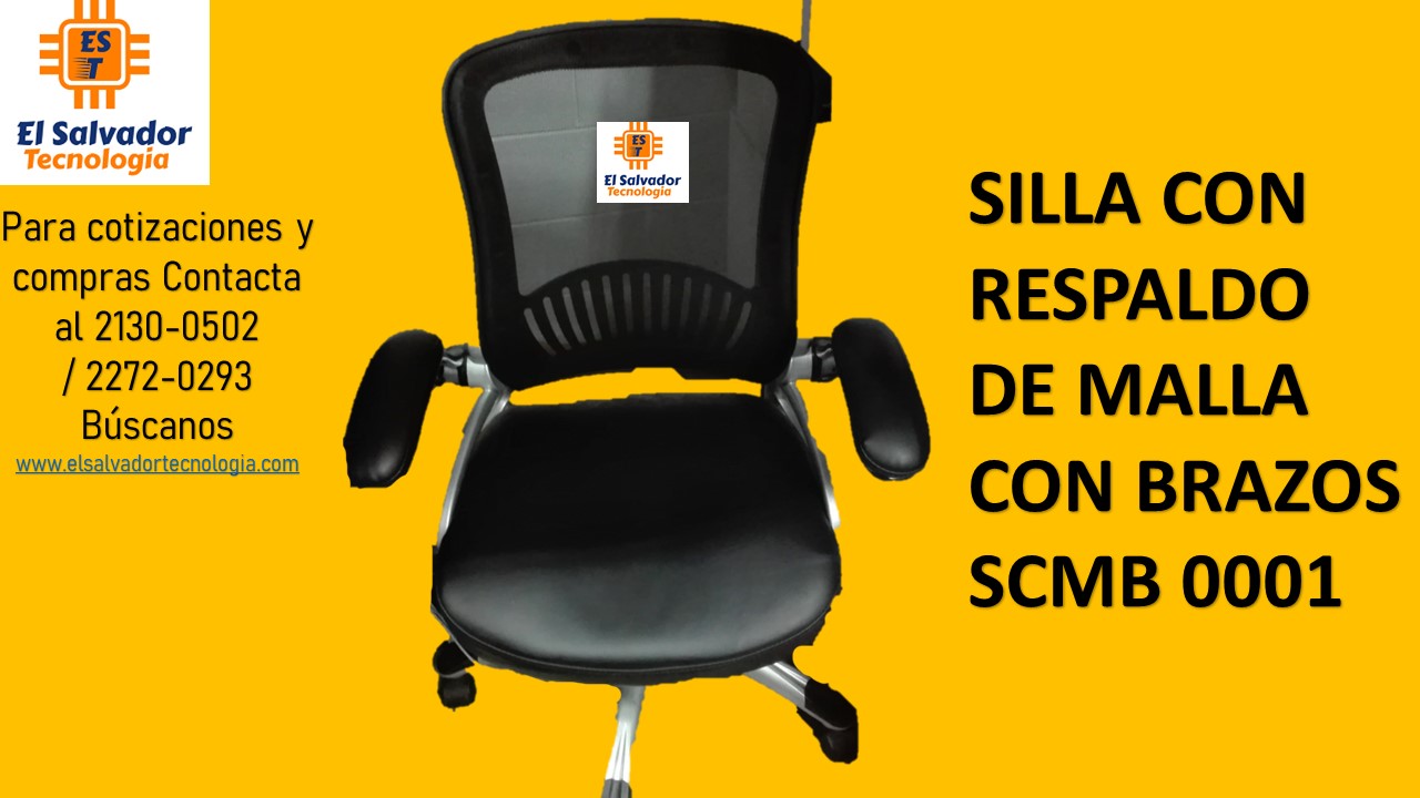 SILLA CON RESPALDO DE MALLA CON BRAZOS SCMB 0001
