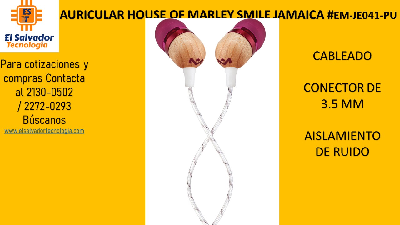 AURICULAR HOUSE OF MARLEY SMILE JAMAICA #EM-JE041-PU 