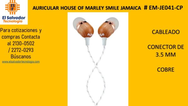 AURICULAR HOUSE OF MARLEY SMILE JAMAICA # EM-JE041-CP