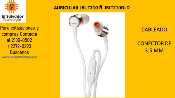 AURICULAR JBL T210 # JBLT210GLD