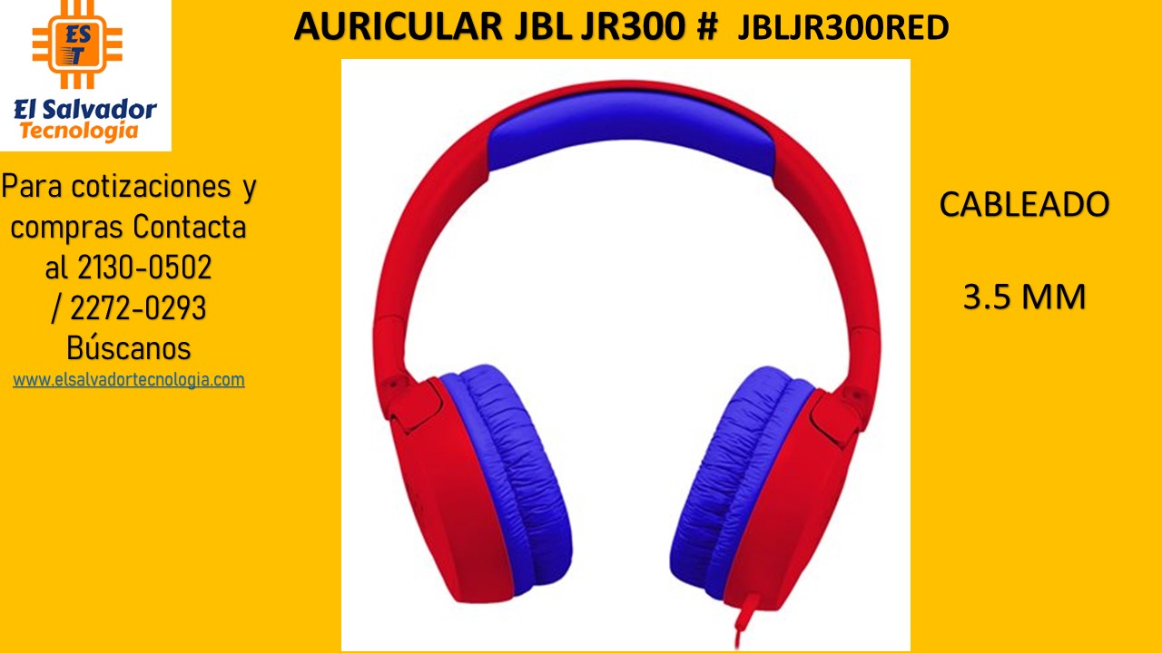 AURICULAR JBL JR300 # JBLJR300RED 
