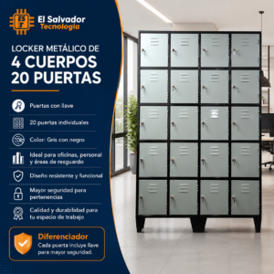Locker Metalico 4 Cuerpos 20 puertas Con Chapa