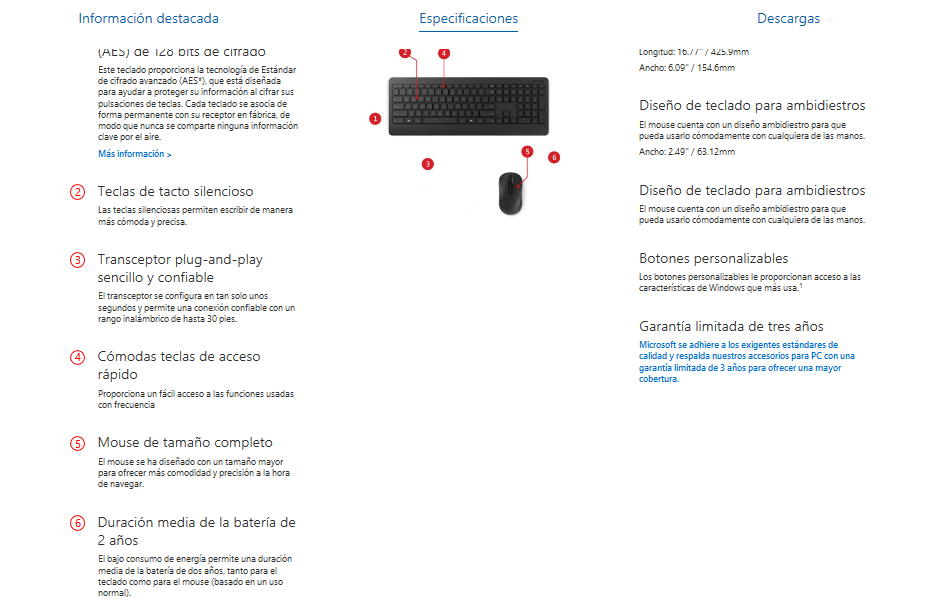 Combo Teclado y mouse Wireless Desktop 900 - Imagen 2