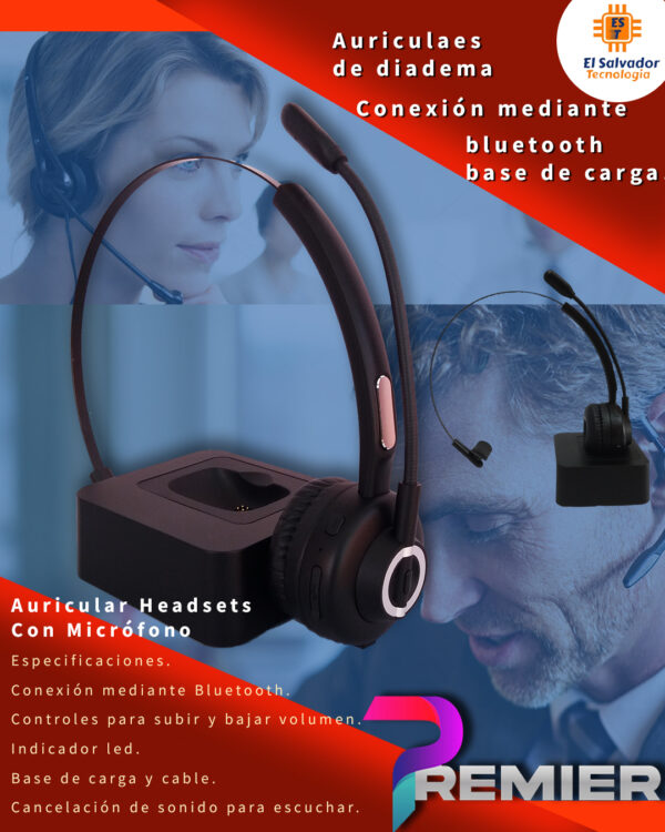 Auricular Headsets Tipo Diadema Premier Con Micrófono Conexión via Bluetooth