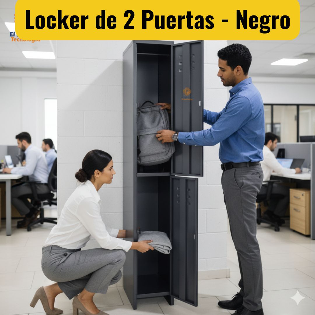 Locker - Casilleros de 2 Puertas Color Negro - El Salvador Tecnologia y Muebles de Oficina