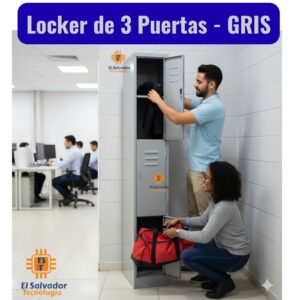Locker - Casilleros de 3 Puertas Color gris - El Salvador Tecnologia y Muebles de Oficina