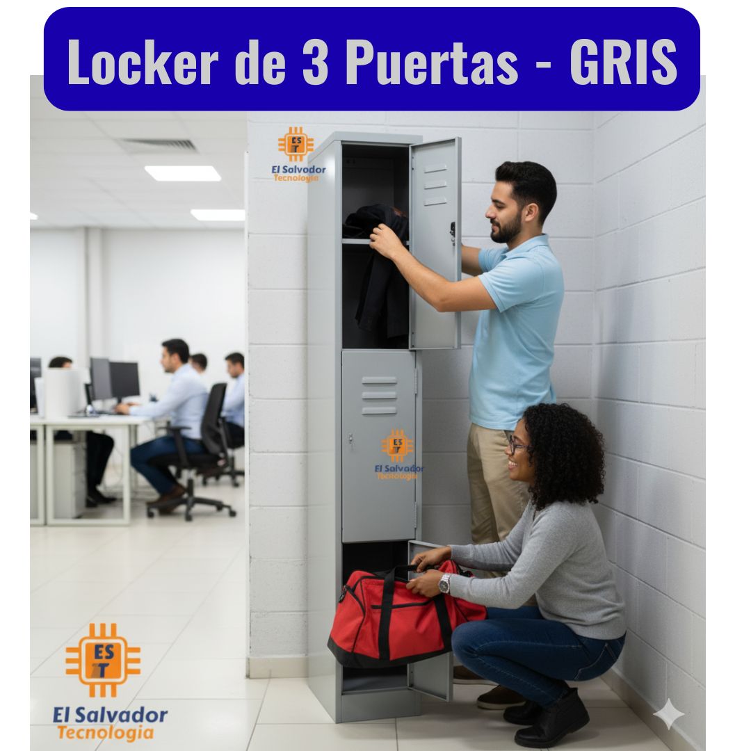 Locker - Casilleros de 3 Puertas Color gris - El Salvador Tecnologia y Muebles de Oficina