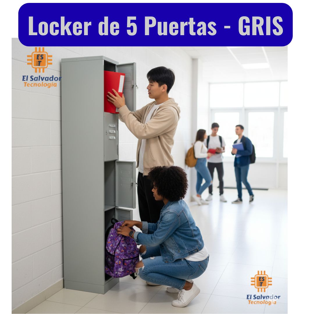 Locker - Casilleros de 5 Puertas Color gris - El Salvador Tecnologia y Muebles de Oficina