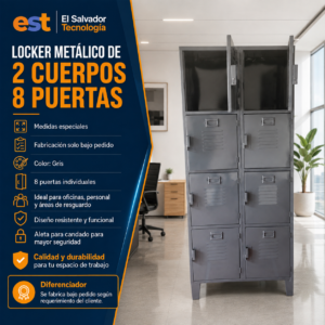 Locker Metalico 2 Cuerpos 8 Puertas