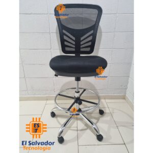 Silla Cajero Con Respaldo de Malla - Soporta 250 Lbs - Para Area de Cobros - Bar - Laboratorio - Area de Mostrador - Monica Black