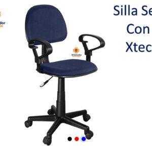Silla Secretarial de Tela Con Brazos Azul Xtech