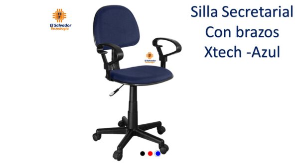 Silla Secretarial de Tela Con Brazos Azul Xtech