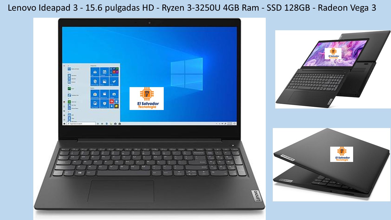 Lenovo Ideapad 3 - 15.6 pulgadas HD - Ryzen 3-3250U 4GB Ram - SSD 128GB - Radeon Vega 3