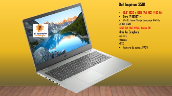 Laptop Dell Inspiron 3501 15.6 Pulgadas Icore7 1165G7 8GB Ram JVP3W - El Salvador Tecnologia