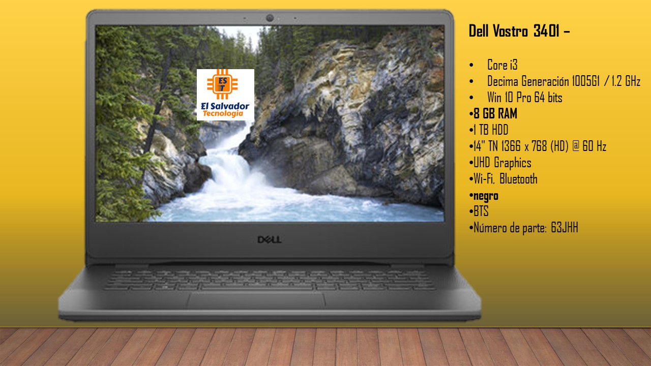 Laptop Dell Vostro 3401 14 Pulgadas Icore3 1005G1 8GB Ram 63JHH - El Salvador Tecnologia