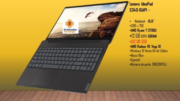 Laptop Lenovo IdeaPad S340-15API 15.6 Pulgadas AMD Ryzen 7 3700U 12GB Ram 81NC00KYGJ - El Salvador Tecnologia