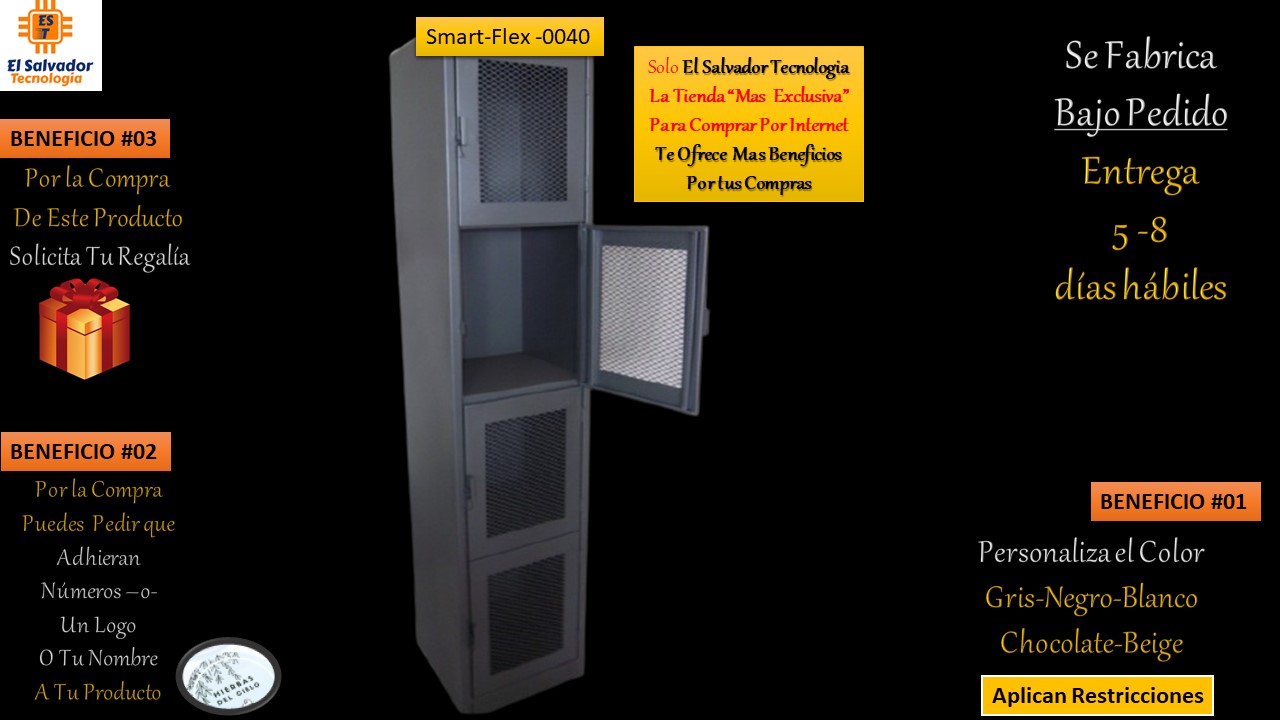 Locker - Casillero de 4 Puertas Rejilla de Malla SmartFlex 0040 -El Salvador Tecnologia