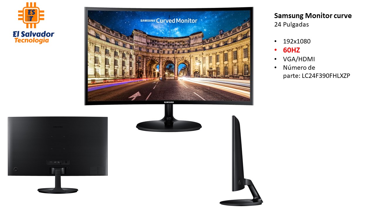 Monitor - Curve - 24 Pulgadas - Samsung - LC24F390FHLXZP - El Salvador Tecnologia