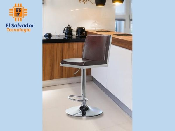 Taburete de Bar Ajustable de Cuero