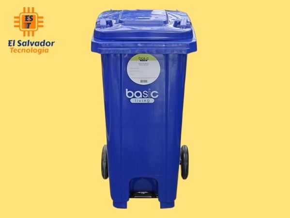 Basurero 100 litros plástico de pedal color azul