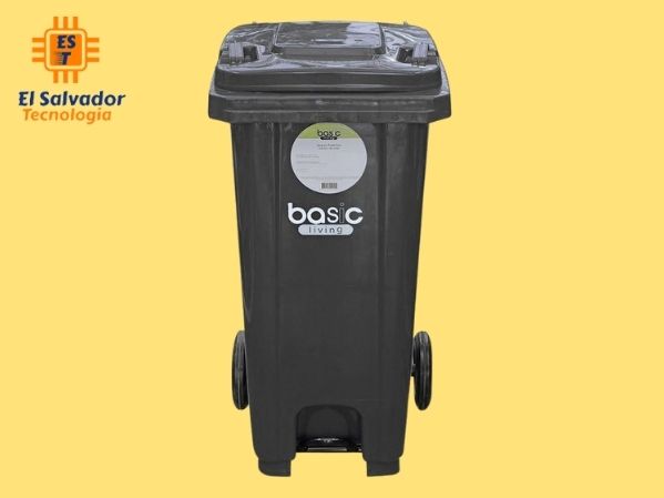 Basurero 100 litros plástico de pedal color gris