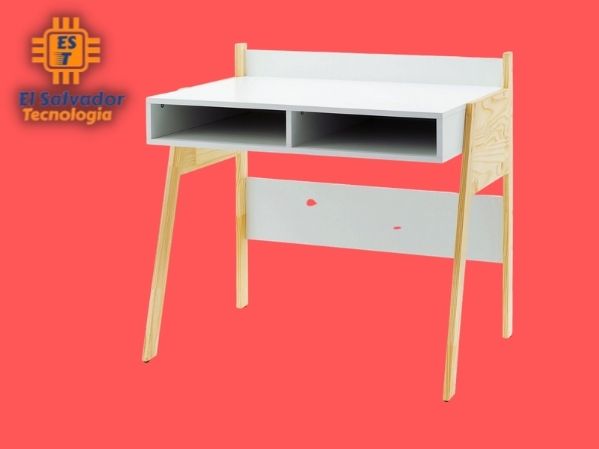 Escritorio de madera y melamina Blanco