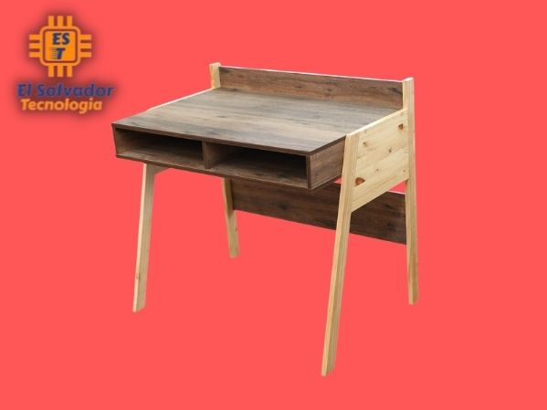 Escritorio de madera y melamina natural