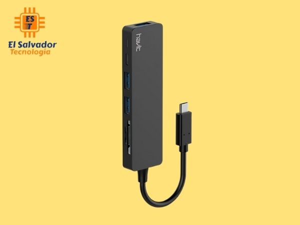 Hub tipo c con 3 puertos usb 2 puertos tipo c negro