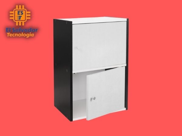 Mueble organizador multiuso 2 estantes blanco negro
