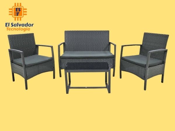 Set de jardín de 4 piezas negro