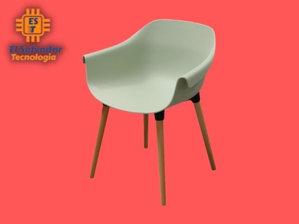 Silla moderna plástica patas de madera matcha