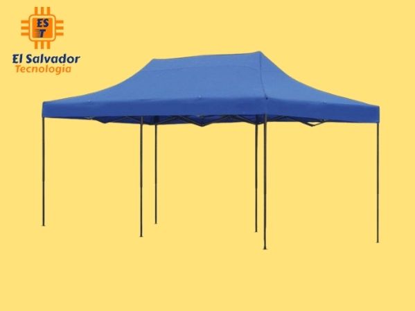Toldo plegable impermeable azul 3x6 m