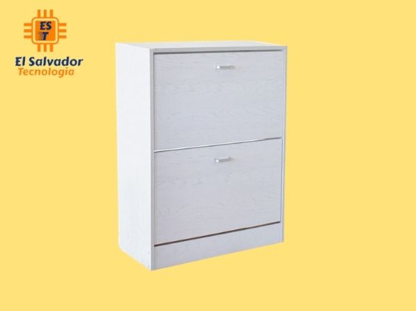 Zapatera melamina blanca 2 puertas 63x24x80 cm