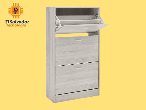 Zapatera melamina blanca 3 puertas 63x24x115 cm