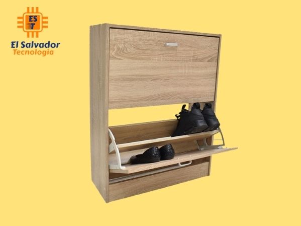Zapatera melamina color natural 2 puertas 63x24x80 cm