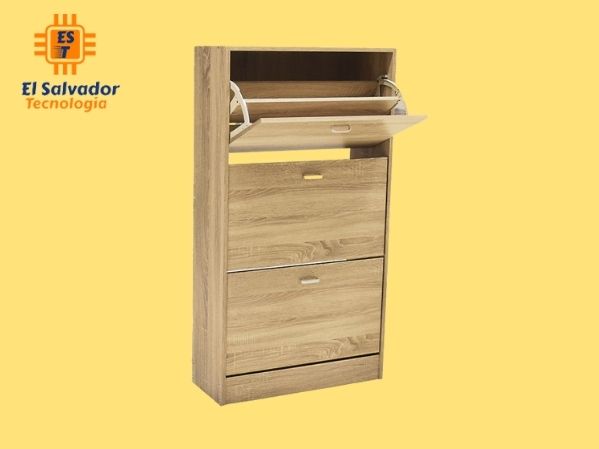 Zapatera melamina color natural 3 puertas 63x24x115 cm