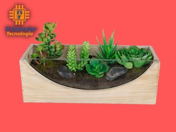 planta artificial en caja de madera p1780-129