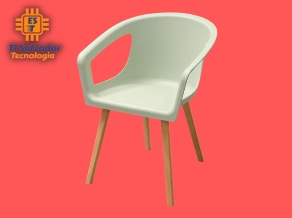 silla moderna plástica patas de madera matcha