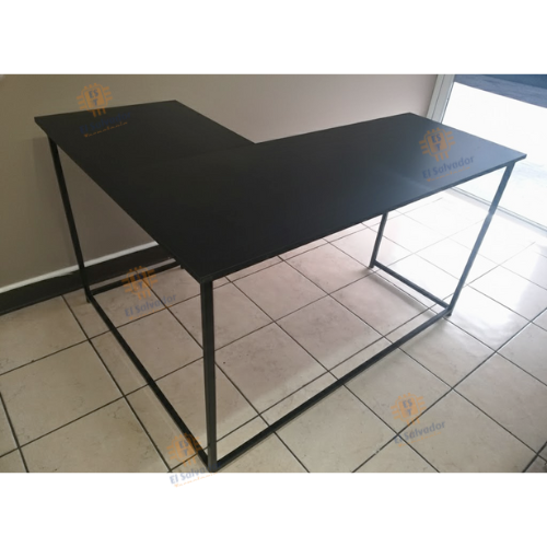Escritorio Secretarial en L - 1.30 Frente x 1.00 Lateral - Maxy L3 - Cubierta Negra-Estructura Negra