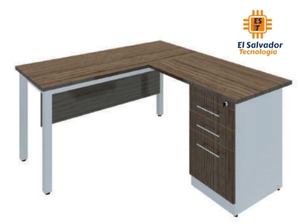 Escritorio Contempo en "L" pedestal c/frentes CNT 14223
