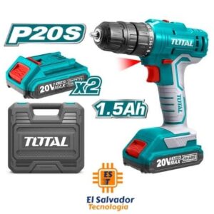 Taladro Inalámbrico Atornillador 20V 1.5Ah Total Incluye Estuche 2 Baterias