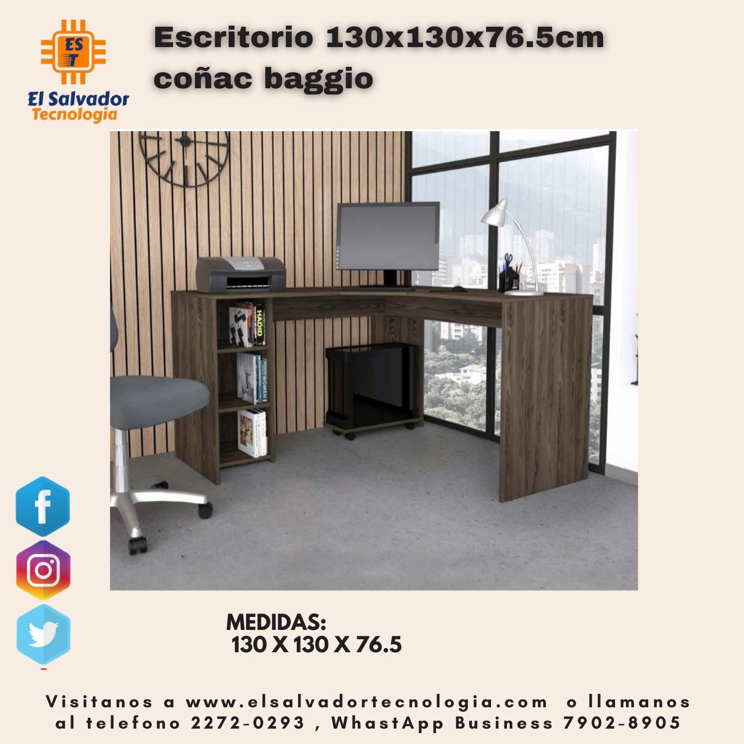 Juego grande de accesorios de escritorio Epsom, Coñac