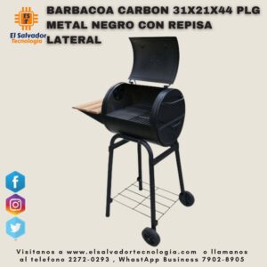 BARBACOA CARBON 31X21X44 PLG METAL NEGRO CON REPISA LATERAL FRD-043
