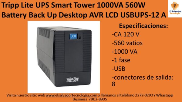 Tripp Lite UPS Smart Tower 1000VA 560W Battery Back Up - OMNIVS1000LCD